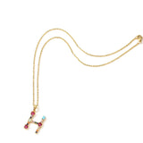 Colorful Crystal Letter Pendant Necklaces