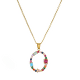 Colorful Crystal Letter Pendant Necklaces