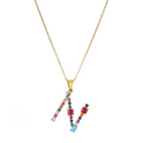 Colorful Crystal Letter Pendant Necklaces