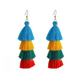 Bohemian Multicolor Tiers Tassel Earrings