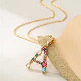 Colorful Crystal Letter Pendant Necklaces