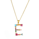 Colorful Crystal Letter Pendant Necklaces