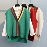 Color Contrast Stripe Trim Knit Vest