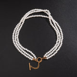 Knotted Multi-Layer Pearl Choker Necklace