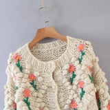 Pamela Flower Applique Chunky Knit Cardigans