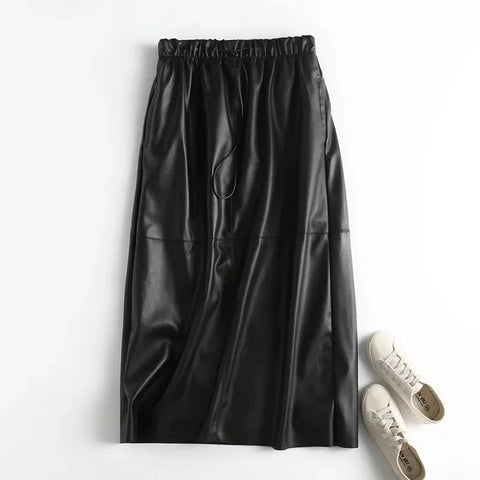 Ines Faux Leather Midi Skirt
