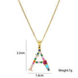 Colorful Crystal Letter Pendant Necklaces