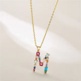 Colorful Crystal Letter Pendant Necklaces