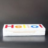 Hello Engraved Pearly Acrylic Long Box Clutch