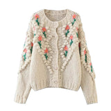 Pamela Flower Applique Chunky Knit Cardigans