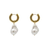 Baroque Pearl Pendant Hoop Earrings