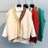 Color Contrast Stripe Trim Knit Vest