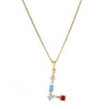 Colorful Crystal Letter Pendant Necklaces