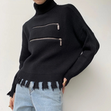 Natalia Zippers Turtleneck Sweater