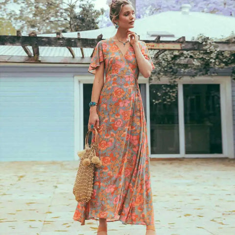 Karuna Floral Boho Wrap Maxi Dress