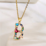 Colorful Crystal Letter Pendant Necklaces