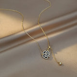 Camellia Flower Pull String Pedant Necklace