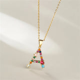 Colorful Crystal Letter Pendant Necklaces