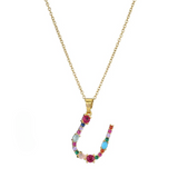 Colorful Crystal Letter Pendant Necklaces