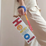 Hello Engraved Pearly Acrylic Long Box Clutch