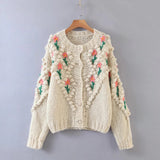 Pamela Flower Applique Chunky Knit Cardigans