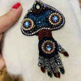 Bejeweled Crystal Rabbit Fur Mitten Gloves