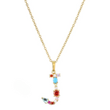 Colorful Crystal Letter Pendant Necklaces