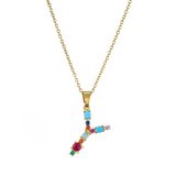 Colorful Crystal Letter Pendant Necklaces