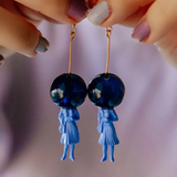 Glass Ball and Lady Drop Earrings