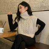 Gina Cable Knit Turtle Neck Sweater Vest