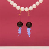 Glass Ball and Lady Drop Earrings