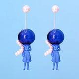 Glass Ball and Lady Drop Earrings