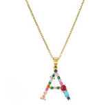 Colorful Crystal Letter Pendant Necklaces