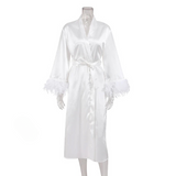 Katalina Feather Cuff Satin Robes