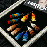 Bohemian Multicolor Tiers Tassel Earrings