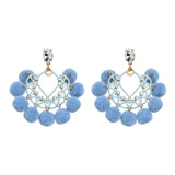 Citrine Pom Pom Fan Bohemian Earrings