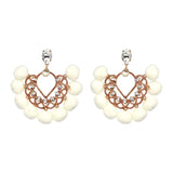 Citrine Pom Pom Fan Bohemian Earrings