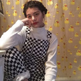 Zoe Retro Checkerboard Hip-Hop Overalls