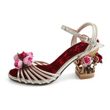 Claudette Rosette Embellished Cage Sandal Pumps