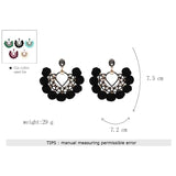 Citrine Pom Pom Fan Bohemian Earrings
