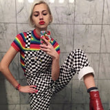 Zoe Retro Checkerboard Hip-Hop Overalls