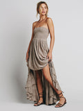 Zelda Open Back Halter Maxi Dress