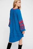 Petra Boho Embroidery Midi Folk Dress