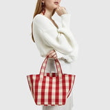 Casual Gingham Shopper Canvas Totes