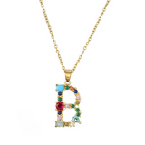 Colorful Crystal Letter Pendant Necklaces