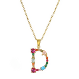 Colorful Crystal Letter Pendant Necklaces