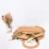 Coralie Round Straw Tote Bag