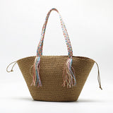 Hanni Pastel Braids Handle Straw Tote Bags - 2 Colors watereverysunday