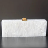 Hello Engraved Pearly Acrylic Long Box Clutch