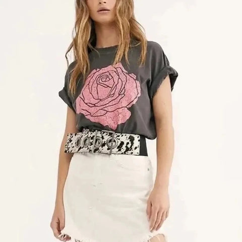 Rosa Big Rose Graphic Print Boho T-Shirts